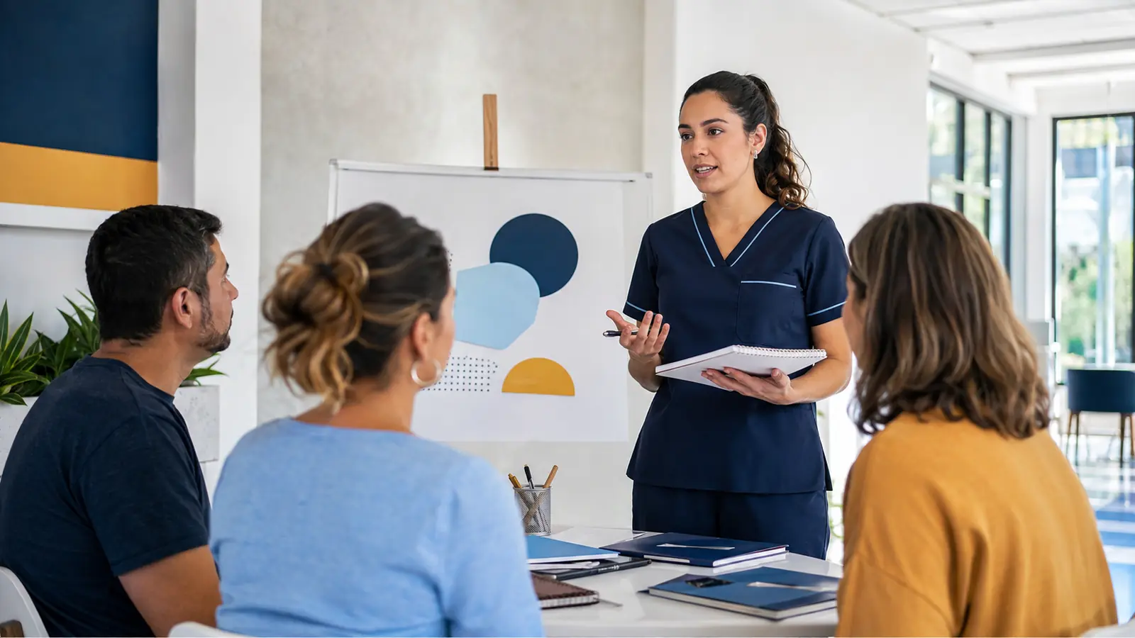 Profesionales de Enfermería trabajan en una actividad de atención comunitaria y formación clínica, en una escena vinculada con capacitación en salud.